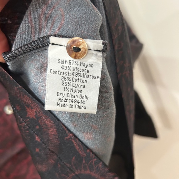 Johnny Was Black and Red Patterned Button-Down Shirt - Picture 6 of 6